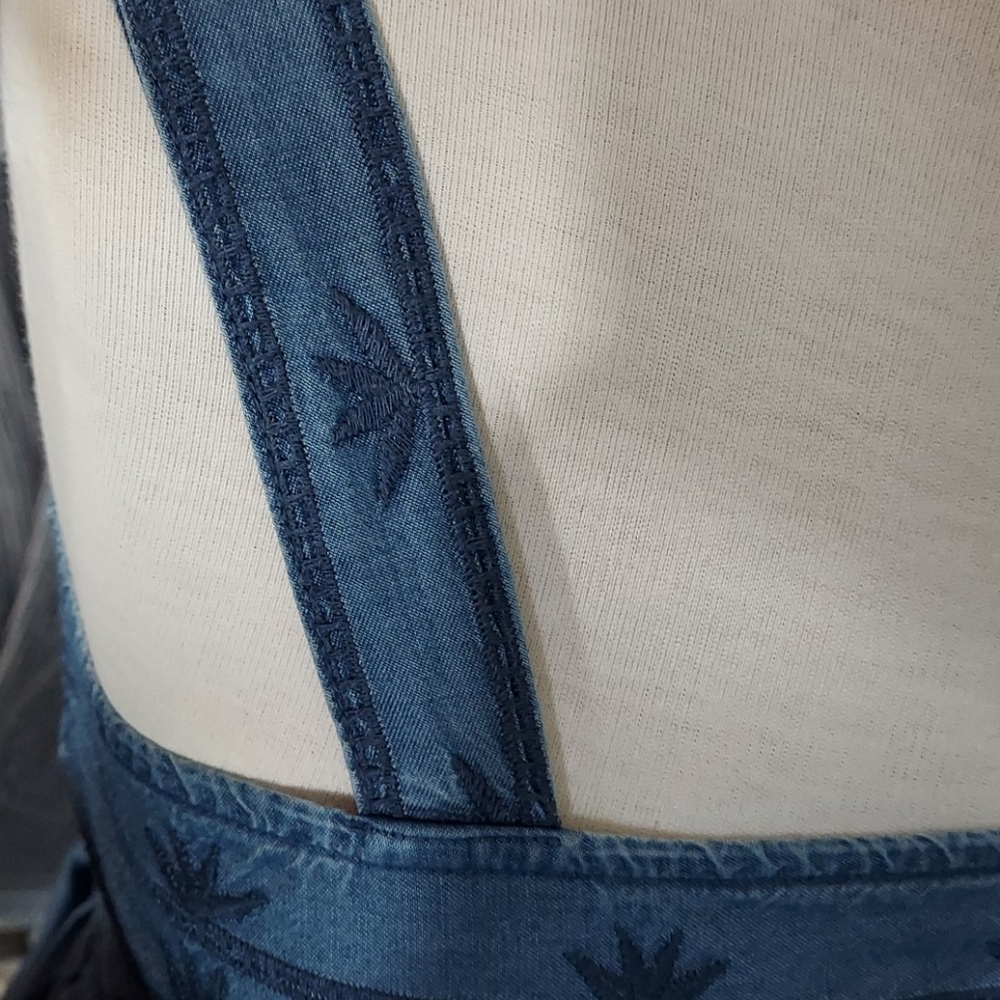 ‼️4/$20American Eagle chamb boho ruffle crop S - Picture 8 of 8